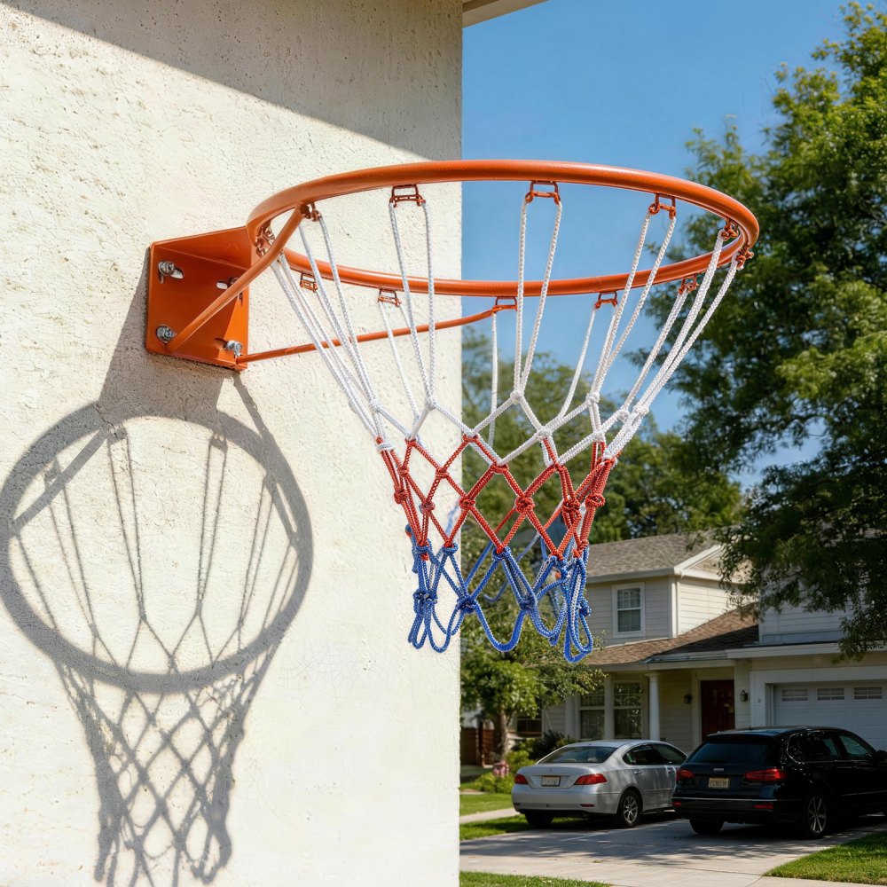 VEVOR Basketball Rim, Wall Door Mounted Basketball Hoop, Heavy Duty Q235 Basketball Flex Rim Goal Replacement with Net