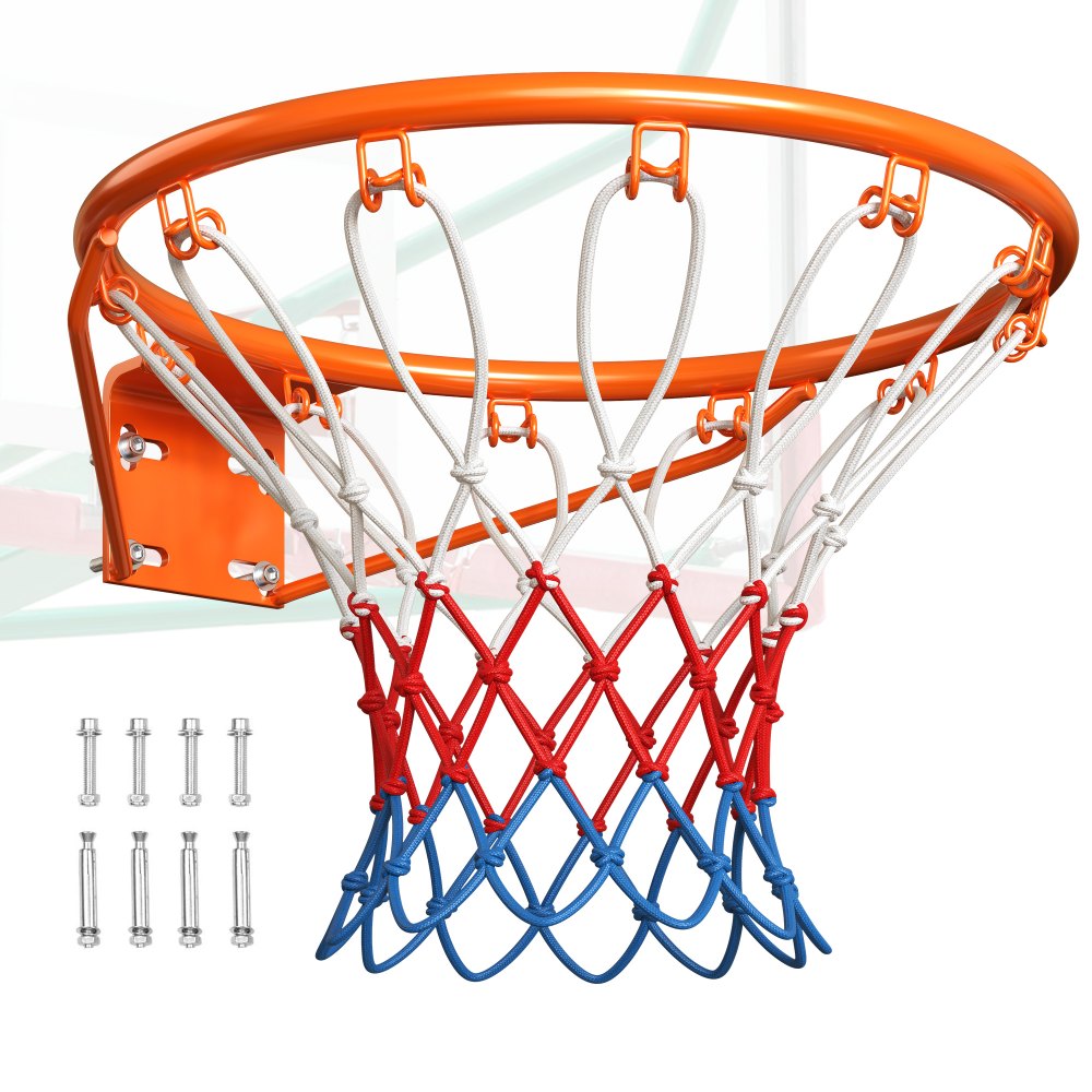 VEVOR Basketball Rim, Wall Door Mounted Basketball Hoop, Heavy Duty Q235 Basketball Flex Rim Goal Replacement with Net