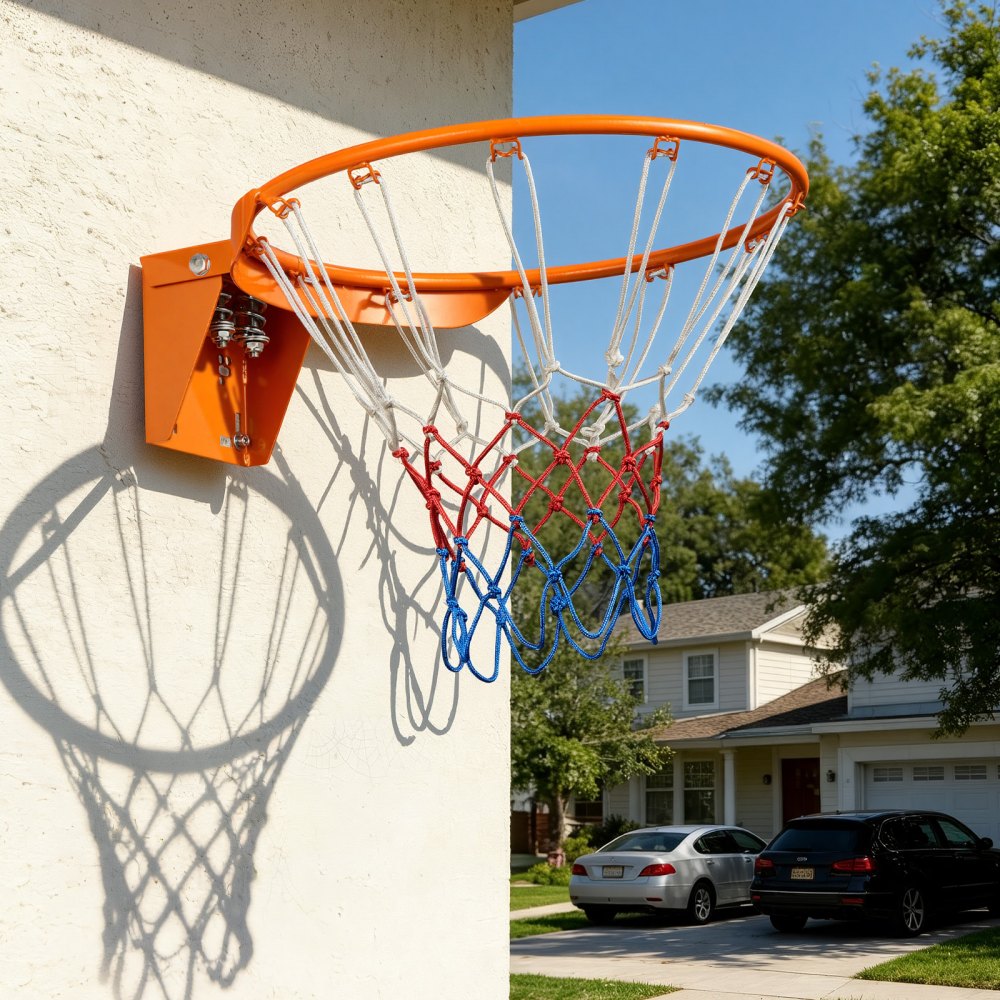 VEVOR Basketball Rim, Wall Door Mounted Basketball Hoop, Heavy Duty Q235 Basketball Flex Rim Goal Replacement with Net