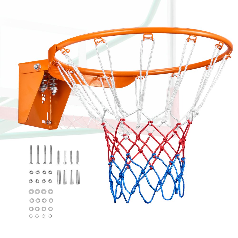 VEVOR Basketball Rim, Wall Door Mounted Basketball Hoop, Heavy Duty Q235 Basketball Flex Rim Goal Replacement with Net