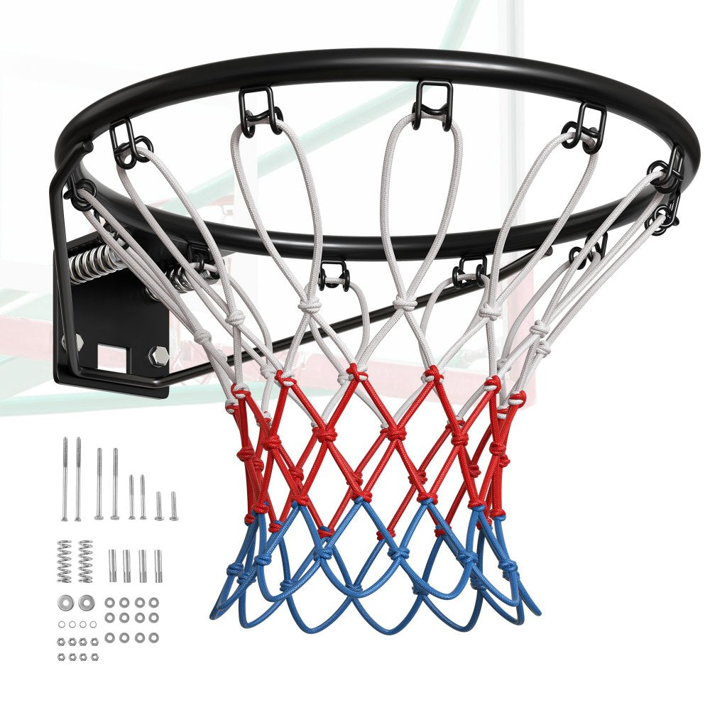 VEVOR Basketball Rim, Wall Door Mounted Basketball Hoop, Heavy Duty Q235 Basketball Flex Rim Goal Replacement with Net