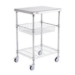 VEVOR Kitchen Utility Cart, 3 Tiers, Wire Rolling Cart with 470LBS Capacity, Steel Service Cart on Wheels, Metal