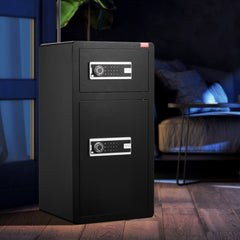 VEVOR Double Doors 5.5 cu.ft Safe Box with Key Lock & Password, Safe Lock Box with Fireproof Bag, Key Rack, LED Light