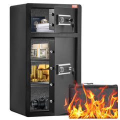 VEVOR Double Doors 7.2 cu.ft Safe Box with Key Lock & Password, Safe Lock Box with Fireproof Bag, Key Rack, LED Light