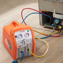 VEVOR 1 HP Refrigerant Recovery Machine - Dual Cylinder Portable AC Recovery Machine with High Pressure Protection 120V