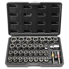 VEVOR Bolt Extractor Set, 29-Piece Bolt and Nut Remover Set, 6mm to 10mm, 13/32" to 3/4", CR-MO Steel Extraction Socket