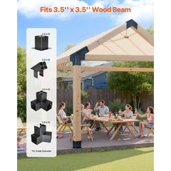 VEVOR Pergola Kit, 4x4 Inch Pointed-Roof Pergola Brackets for 3.5x3.5 In Lumbers in Actual Size, 3-Way / 4-Way Gazebo