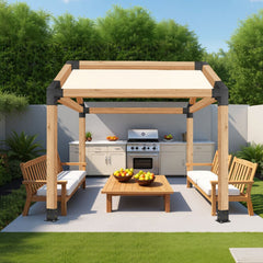 VEVOR Pergola Kit, 4x4 Inch Pointed-Roof Pergola Brackets for 3.5x3.5 In Lumbers in Actual Size, 3-Way / 4-Way Gazebo
