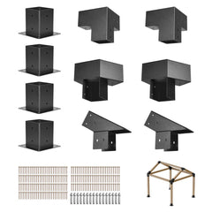 VEVOR Pergola Kit, 4x4 Inch Pointed-Roof Pergola Brackets for 3.5x3.5 In Lumbers in Actual Size, 3-Way / 4-Way Gazebo