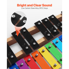 VEVOR Glockenspiel Xylophone, 27 Notes, Professional Xylophone Percussion Instrument, with Colorful Metal Keys