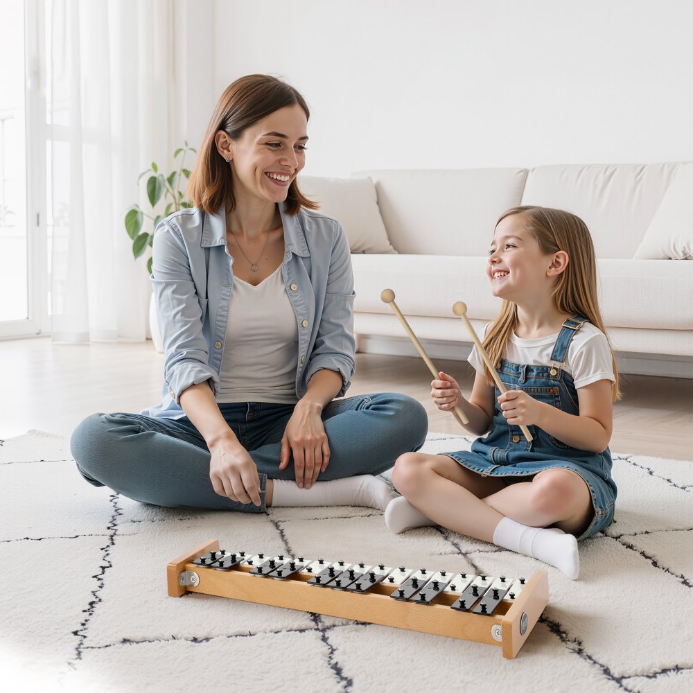 VEVOR Glockenspiel Xylophone, 27 Notes, Professional Xylophone Percussion Instrument, with Metal Keys, Includes 4