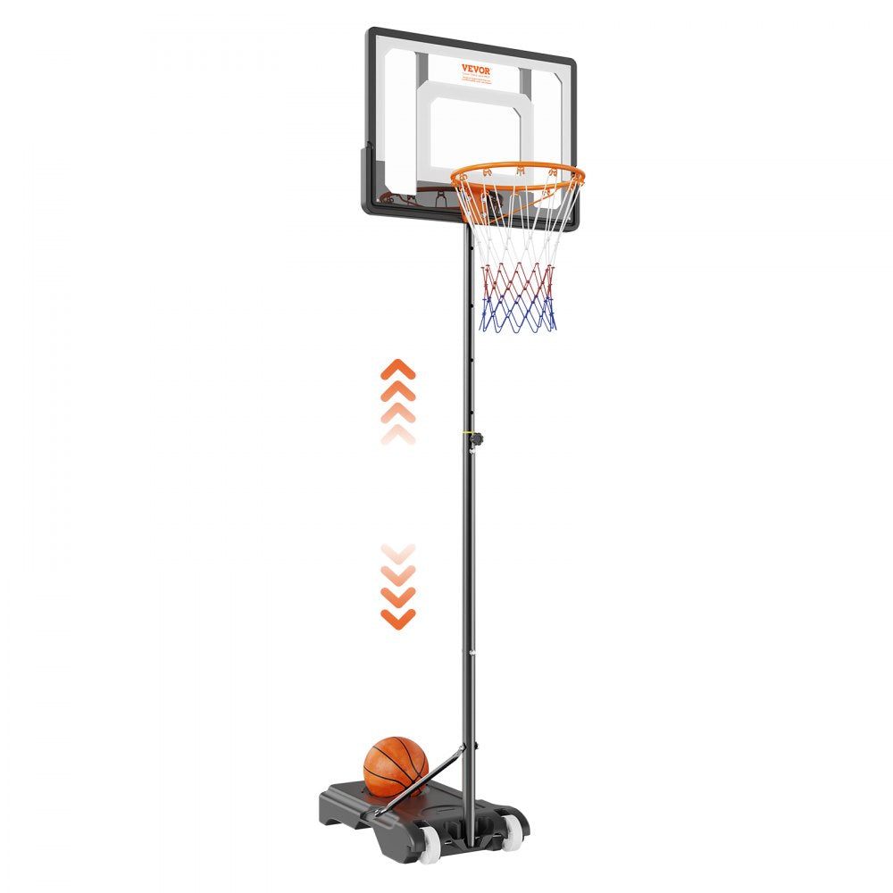 VEVOR Basketball Hoop, 5-7 ft Adjustable Height Portable Backboard System, 32 inch Basketball Hoop & Goal, Kids &