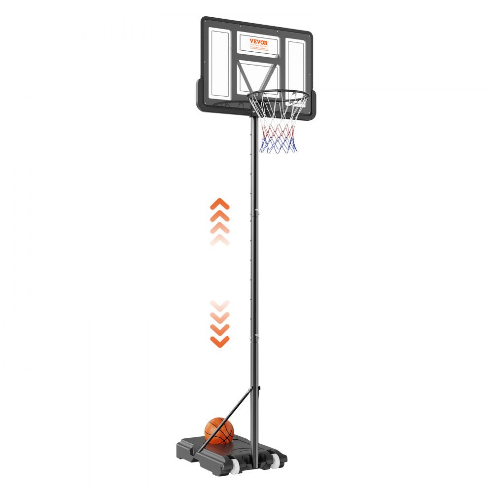 VEVOR Basketball Hoop, 4-10 ft Adjustable Height Portable Backboard System, 44 inch Basketball Hoop & Goal, Kids &