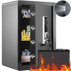 VEVOR Safe, 2.2 Cubic Feet Home Safe, Steel Security Safe with Fingerprint, Digital Keypad and 2 Keys, Cabinet Safe
