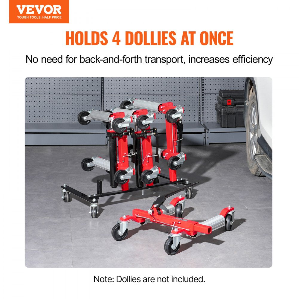 VEVOR Car Dolly Rack, Storage Rack with 360° Rotatable Wheels, Hydraulic Ratchet Trolley Jack Stand Organizer, Jack