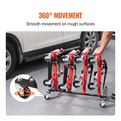 VEVOR Car Dolly Rack, Storage Rack with 360° Rotatable Wheels, Hydraulic Ratchet Trolley Jack Stand Organizer, Jack