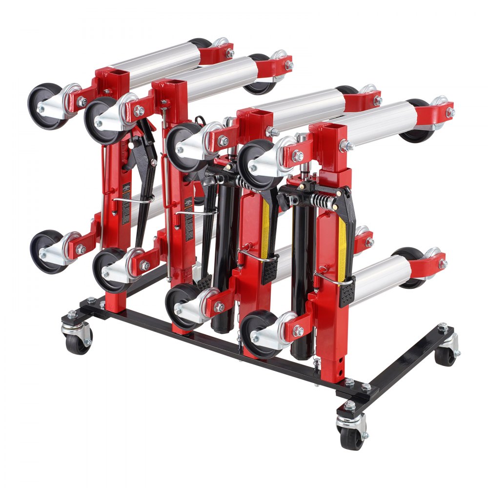 VEVOR Car Dolly Rack, Storage Rack with 360° Rotatable Wheels, Hydraulic Ratchet Trolley Jack Stand Organizer, Jack