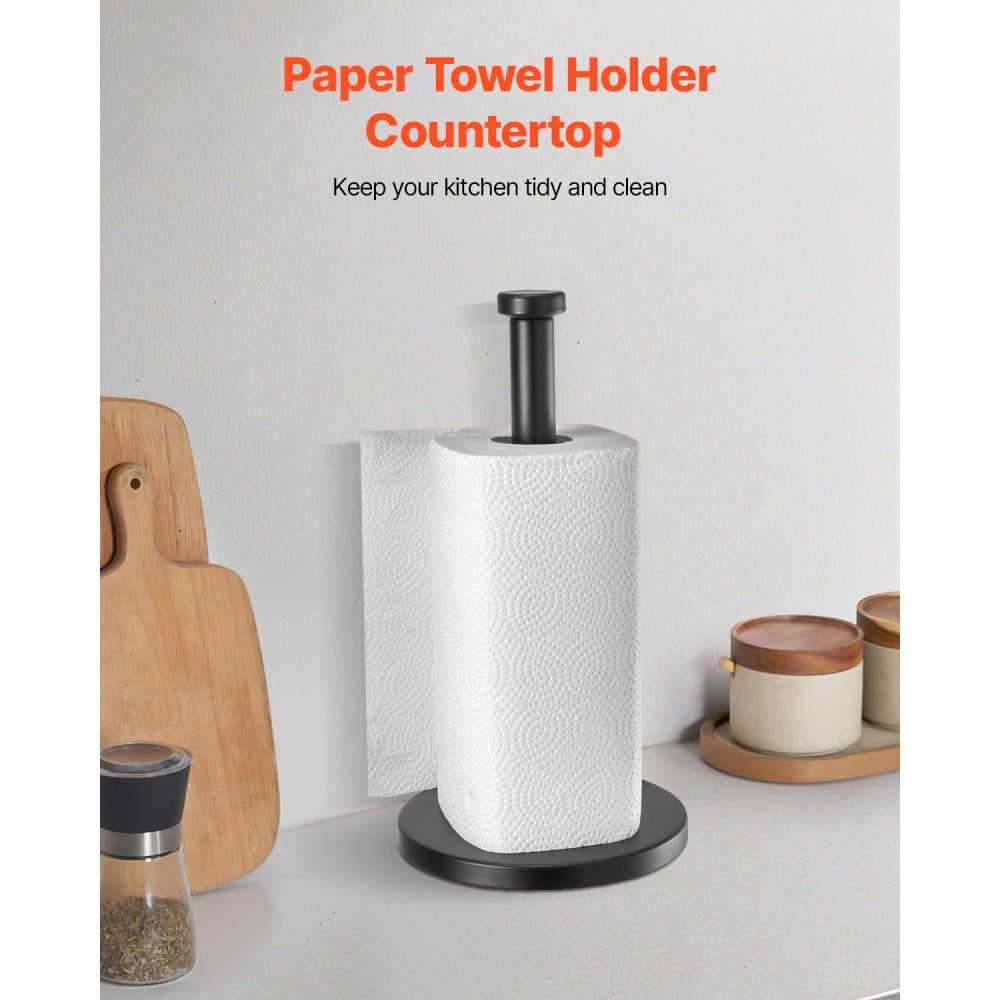 VEVOR Paper Towel Holder Countertop, Stainless Steel Kitchen Paper Towel Stand with Weighted Base and Suction Cups