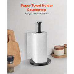 VEVOR Paper Towel Holder Countertop, Stainless Steel Kitchen Paper Towel Stand with Weighted Base and Suction Cups