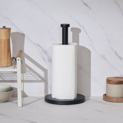 VEVOR Paper Towel Holder Countertop, Stainless Steel Kitchen Paper Towel Stand with Weighted Base and Suction Cups