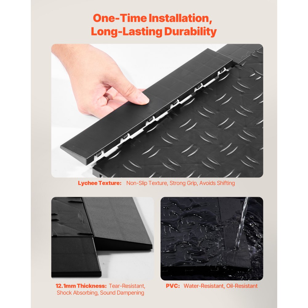 VEVOR Male Garage Floors Transition Edge Kit, 15 PCS Sturdy PP Interlocking Modular Garage Floor Edging Slip-resistant