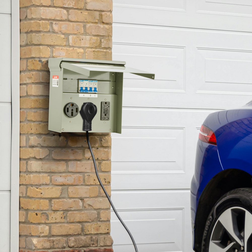 VEVOR Temporary Power Outlet Panel, 20 30 50 Amp, RV EV Electrical Outlet Panel, with NEMA 50 Amp NEMA 30 Amp GFCI 20