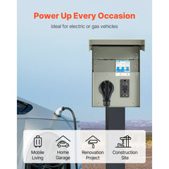 VEVOR Temporary Power Outlet Panel, 20 50 Amp, RV EV Electrical Outlet Panel with NEMA 50 Amp GFCI 20 Amp Receptacle