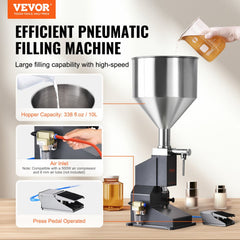 VEVOR Pneumatic Paste Liquid Filling Machine, 5-50ml Bottle Filler, Bottle Filling Machine, Stainless Steel Liquid