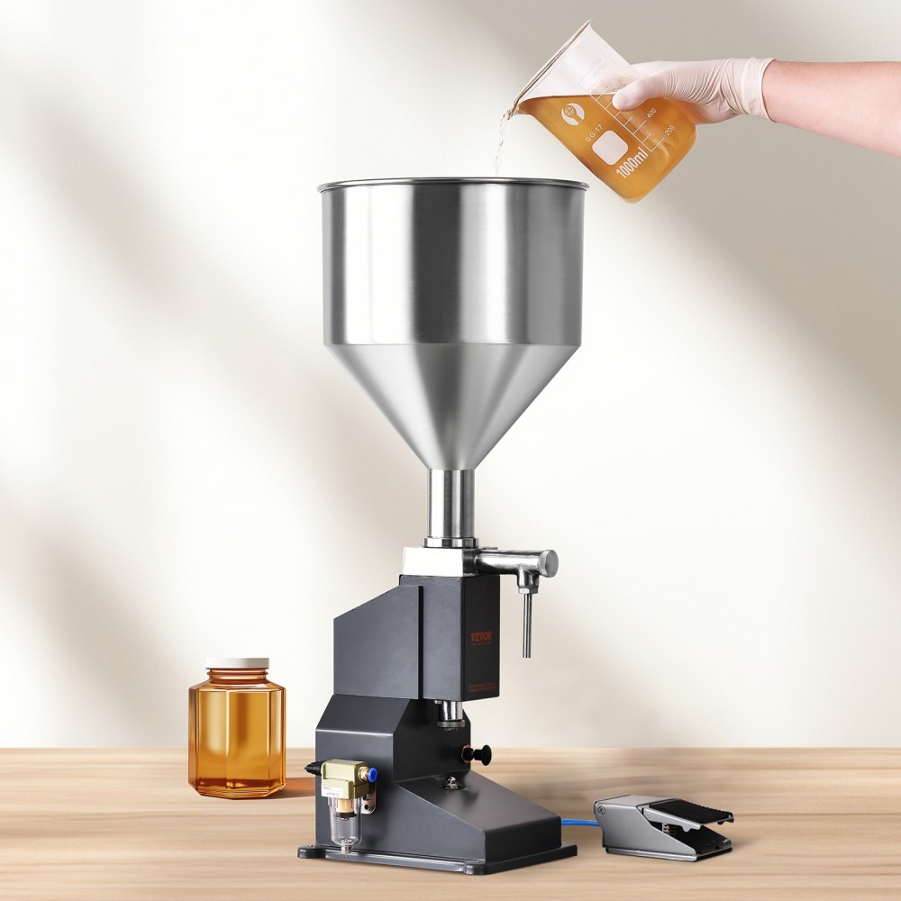 VEVOR Pneumatic Paste Liquid Filling Machine, 5-50ml Bottle Filler, Bottle Filling Machine, Stainless Steel Liquid
