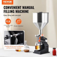 VEVOR Manual Paste Liquid Filling Machine, 5-100ml Bottle Filler, Adjustable Bottle Filling Machine, Stainless Steel