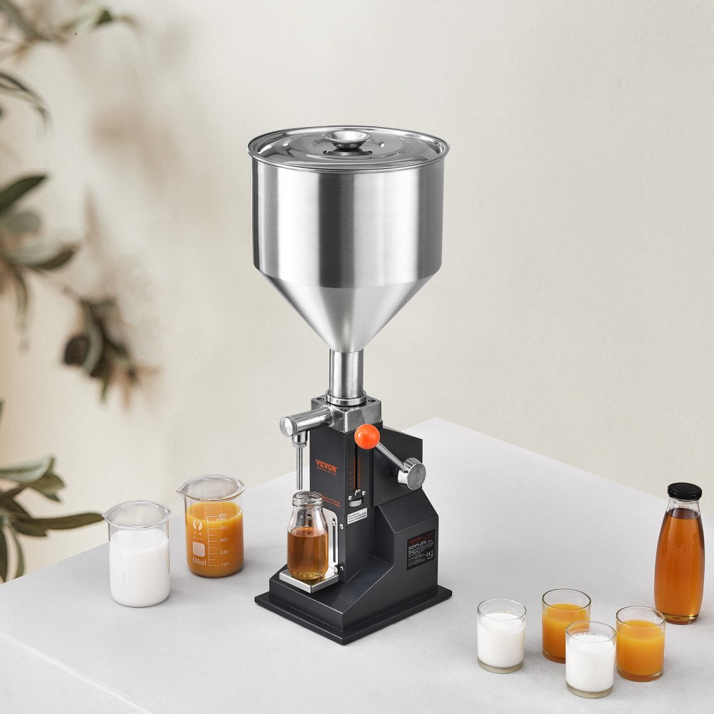 VEVOR Manual Paste Liquid Filling Machine, 5-100ml Bottle Filler, Adjustable Bottle Filling Machine, Stainless Steel