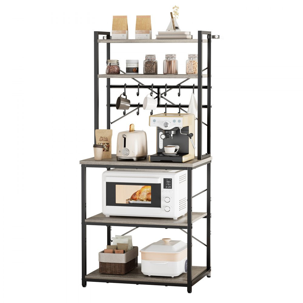 VEVOR Kitchen Bakers Rack, 23.6 inch Width Bakers Rack, Kitchen Stand with X-Shaped Support Bar, 12 S-Shaped Hooks