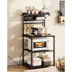 VEVOR Kitchen Bakers Rack, 4.6ft Power Cable Bakers Rack with Power Outlet, Kitchen Stand with X-Shaped Support Bar, 8