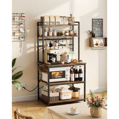VEVOR Kitchen Bakers Rack, 5 ft Power Cable Bakers Rack with Power Outlet, Kitchen Stand with X-Shaped Support Bar, 12