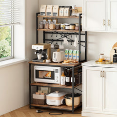 VEVOR Kitchen Bakers Rack, 5 ft Power Cable Bakers Rack with Power Outlet, Kitchen Stand with X-Shaped Support Bar, 12