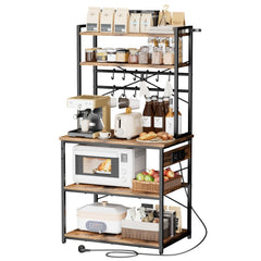 VEVOR Kitchen Bakers Rack, 5 ft Power Cable Bakers Rack with Power Outlet, Kitchen Stand with X-Shaped Support Bar, 12