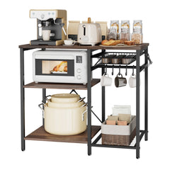 VEVOR Kitchen Bakers Rack, 35.4 inch Width Bakers Rack, Kitchen Stand with X-Shaped Support Bar, 5 S-Shaped Hooks