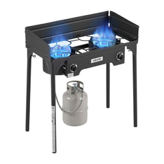 VEVOR 2 Burner Outdoor Propane Gas Stove, 150,000 BTU Propane LPG Gas Camping Stove, Heavy Duty Carbon Steel Outdoor