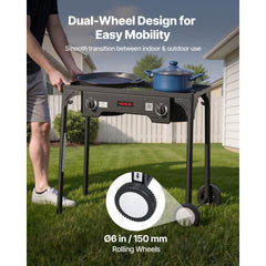 VEVOR 2 Burner Outdoor Propane Gas Stove, 150,000 BTU Propane LPG Gas Camping Stove, Heavy-duty Carbon Steel Outdoor