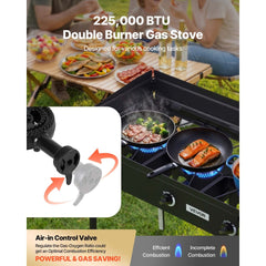 VEVOR 3 Burner Outdoor Propane Gas Stove, 225,000 BTU Propane LPG Gas Camping Stove, Heavy-duty Carbon Steel Outdoor