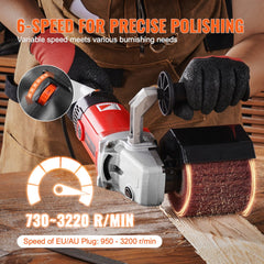 VEVOR Burnishing Polishing Machine, 1200W 6 Variable Speed Surface Conditioning Tool, Handheld Electric Metal