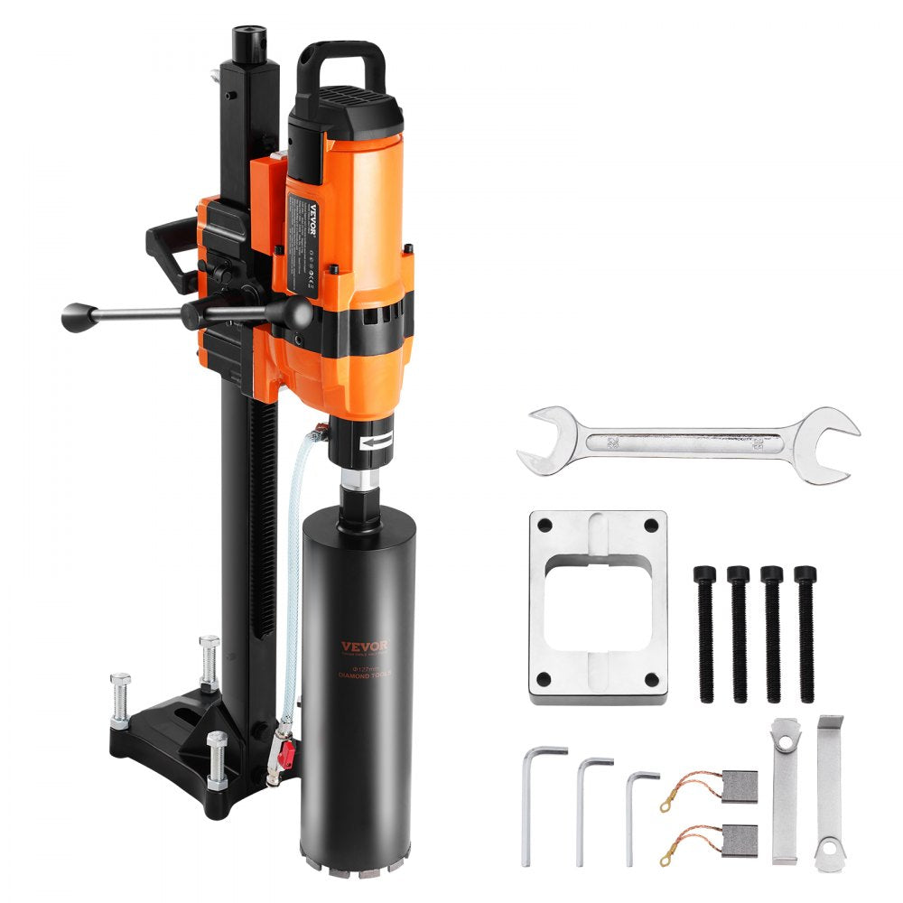 VEVOR Core Drill Machine, 0.8-11.8in Drilling Diameter Diamond Core Drill Rig with Stand and Core Drill Bit, 3500W