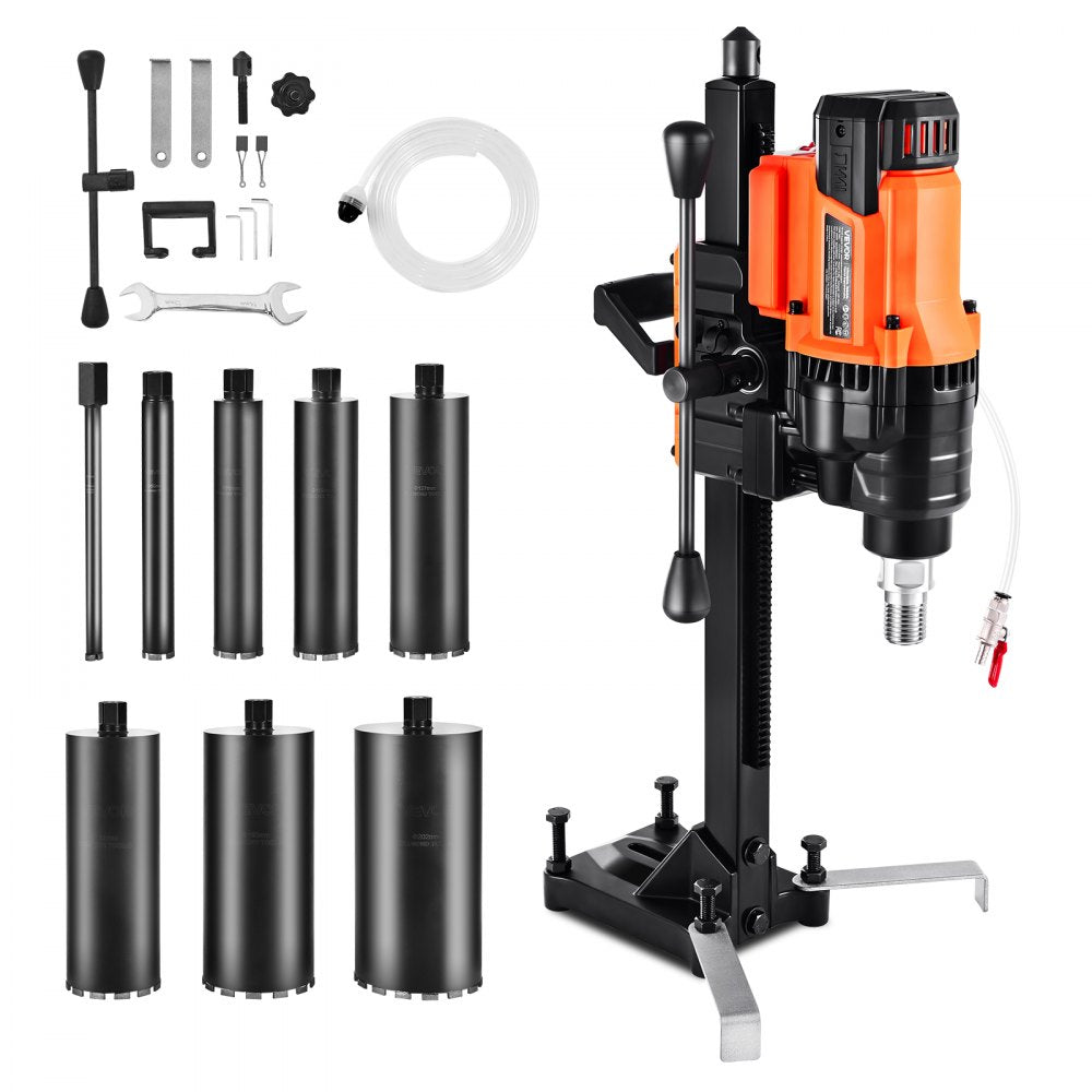 VEVOR Diamond Core Drilling Machine, 0.8-8 in Drilling Diameter, Stand-Mount Dry and Wet Concrete Core Drill Rig with 8