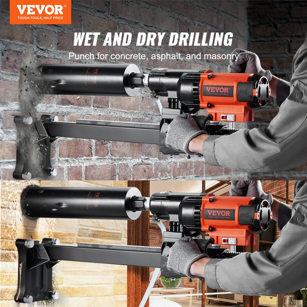 VEVOR Diamond Core Drilling Machine, 8in Wet&Dry Concrete Core Drill Rig with Stand, 750RPM Speed & 1-1/4" 5/8" Thread
