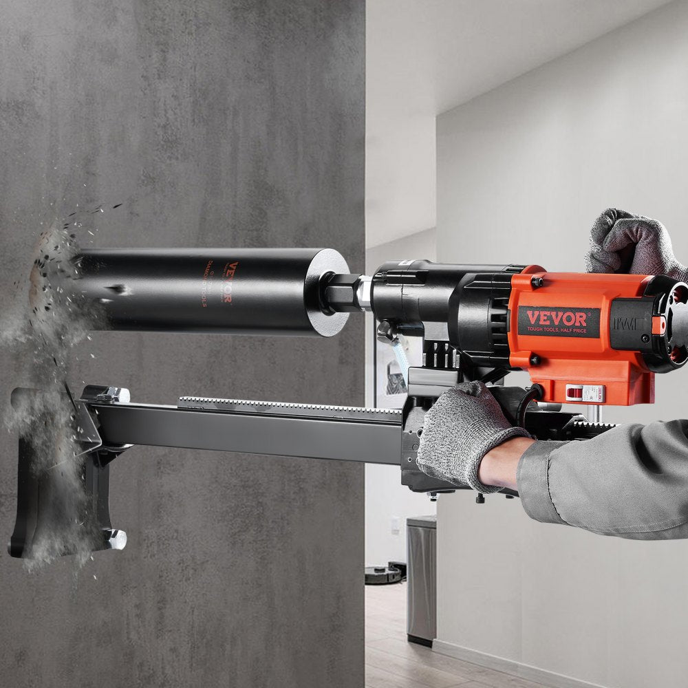 VEVOR Diamond Core Drilling Machine, 8in Wet&Dry Concrete Core Drill Rig with Stand, 750RPM Speed & 1-1/4" 5/8" Thread
