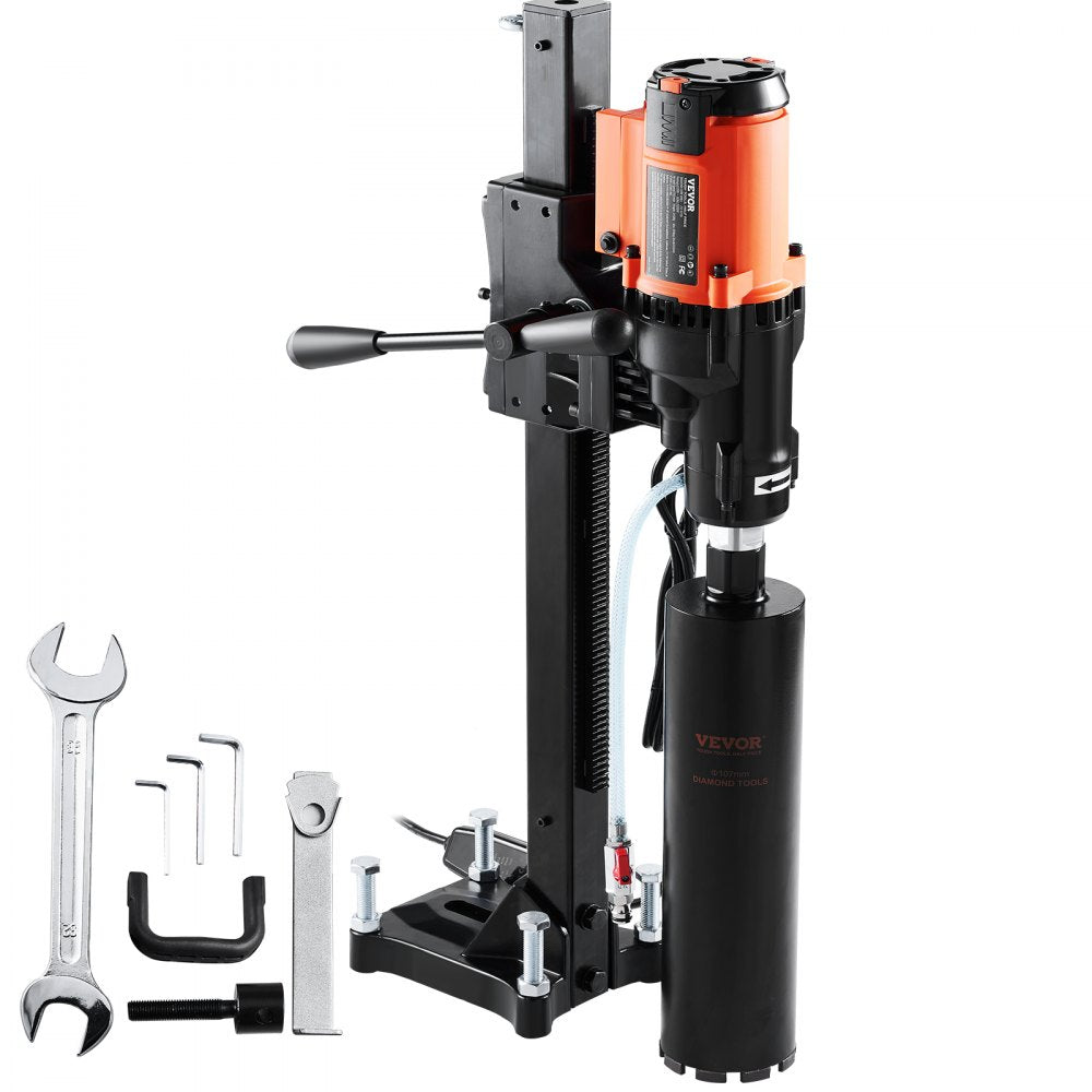 VEVOR Diamond Core Drilling Machine, 8in Wet&Dry Concrete Core Drill Rig with Stand, 750RPM Speed & 1-1/4" 5/8" Thread