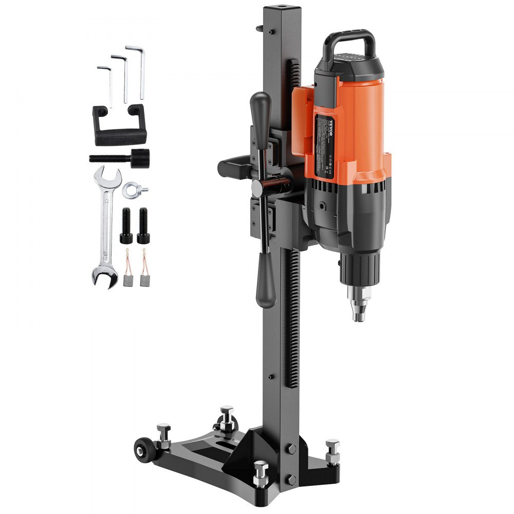 VEVOR Diamond Core Drilling Machine, 10in Wet Concrete Core Drill Rig with Stand Wheels, 750RPM Speed & 1-1/4" Thread &