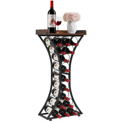 VEVOR 15 Bottle Wine Rack, Freestanding Floor Wine Holder Stand Liquor Cabinet with Wood Tabletop, Easy Assembly Floor