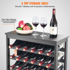 VEVOR 42 Bottle Modular Wine Rack, 7-Tier Solid Bamboo Wood Storage Racks with Table Top, Floor Freestanding Wines