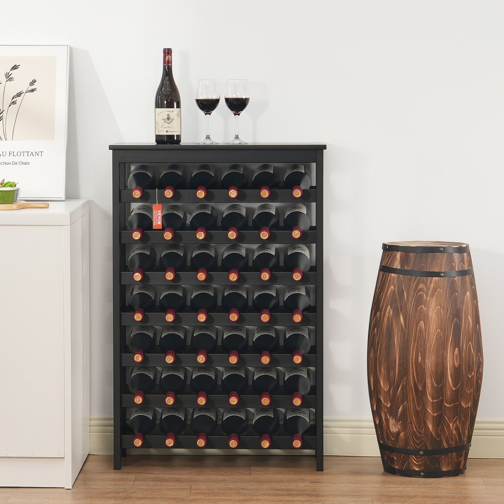 VEVOR 42 Bottle Modular Wine Rack, 7-Tier Solid Bamboo Wood Storage Racks with Table Top, Floor Freestanding Wines